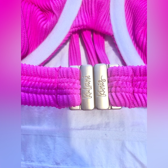 NWT Kulani Kini Flamingo hot Pink Ribbed Bikini size Large - Picture 8 of 13